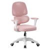 Cadeira de estudo CHAMONIX, branca, com braços, ergonômica, ajuste de altura, rede e assento rosa
