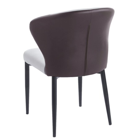 DAVOS chair, metal, upholstered in brown and grey synthetic leather