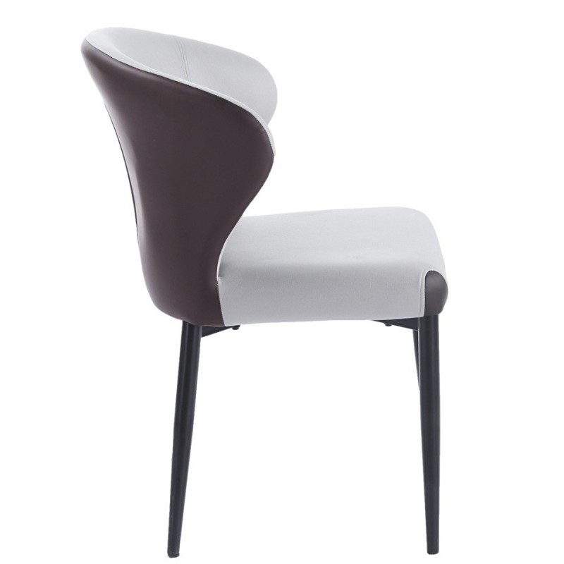Silla DAVOS, metal, tapizado similpiel marrón y gris