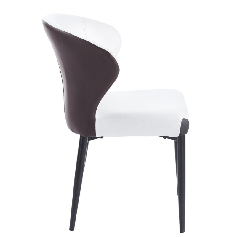 DAVOS chair, metal, upholstered in brown and white synthetic leather