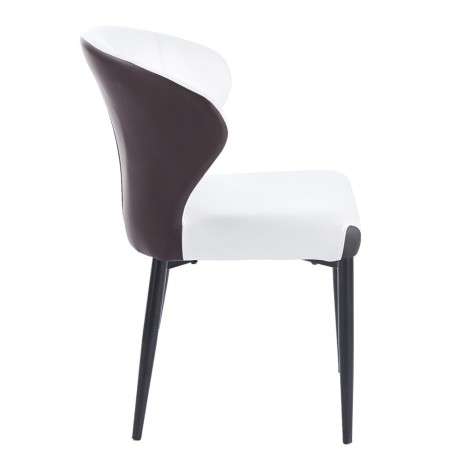 Silla DAVOS, metal, tapizado similpiel marrón y blanco