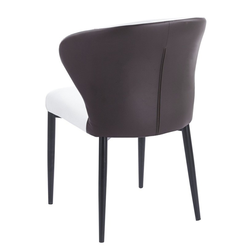 DAVOS chair, metal, upholstered in brown and white synthetic leather