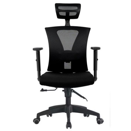 Cadeirão de escritório VIGNOT, ergonômico, preto, rede e assento preto