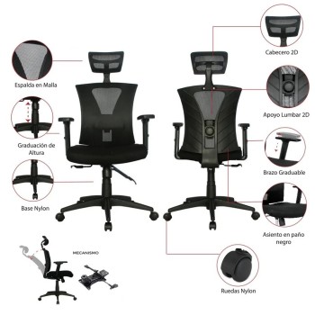 VIGNOT office chair, ergonomic, black, black mesh and seat 2