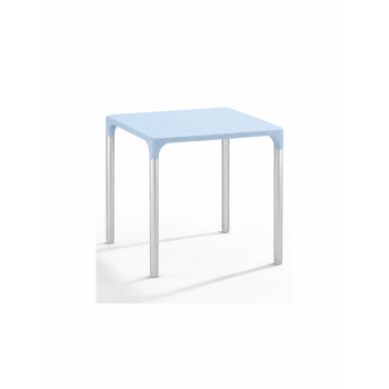 Mesa ELIANA, aluminio, polipropileno azul claro 74x74 cms