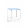 ELIANA table, aluminum, clear blue polypropylene 74x74 cms