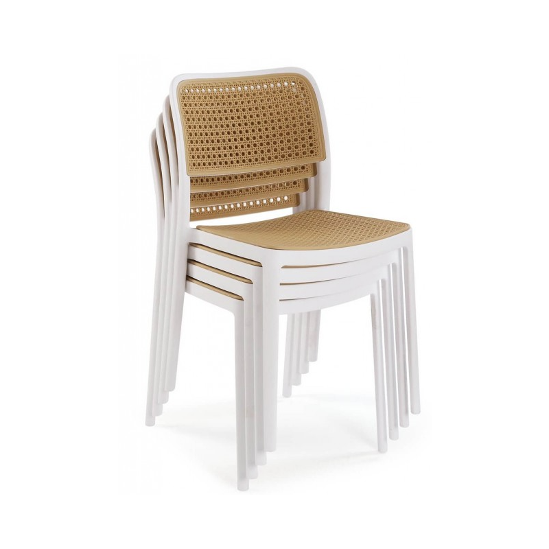 NIJAR BB chair, stackable, UV treatment, white and beige polypropylene