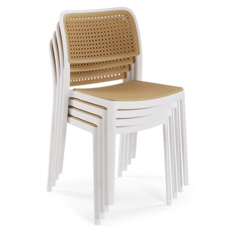 NIJAR BB chair, stackable, UV treatment, white and beige polypropylene