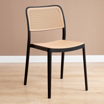 NIJAR NB chair, stackable, UV treatment, black and beige polypropylene 2