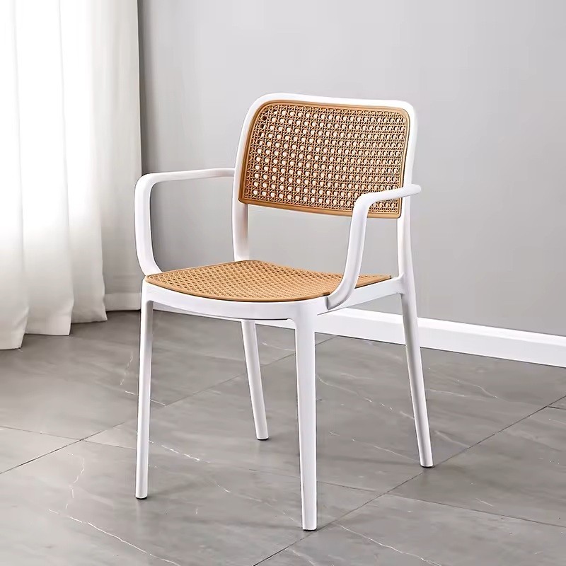 NIJAR BB armchair, stackable, UV treatment, white and beige polypropylene