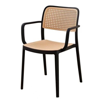 Sillón NIJAR NB, apilable, tratamiento anti UV, polipropileno negro y beige