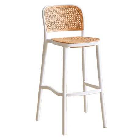 NIJAR BB barstool, stackable, UV treatment, white and beige polypropylene