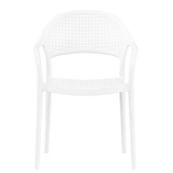 Cadeirão CASCAIS, empilhável, efeito de rattan, polipropileno branco 2