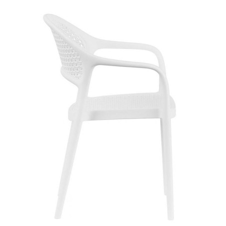 CASCAIS armchair, stackable, rattan-effect finish, white polypropylene