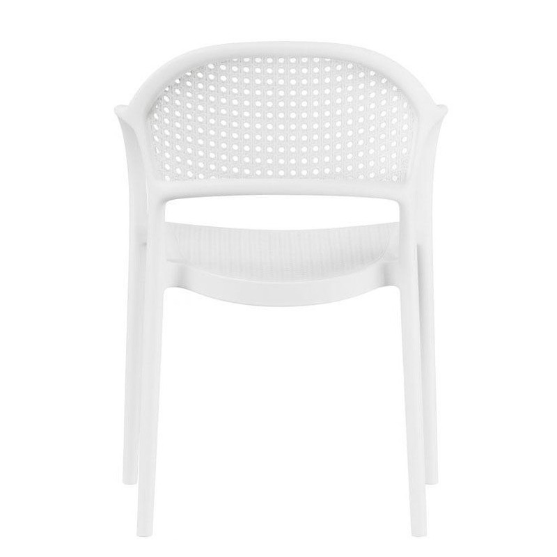 Sillón CASCAIS, apilable, imitación ratán, polipropileno blanco