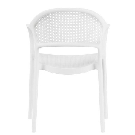 CASCAIS armchair, stackable, rattan-effect finish, white polypropylene