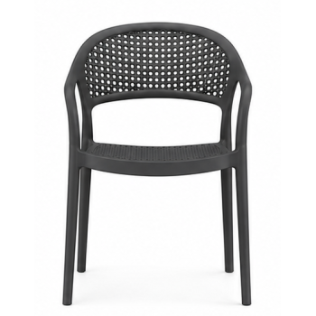 Cadeirão CASCAIS, empilhável, efeito de rattan, polipropileno cinza escuro 2