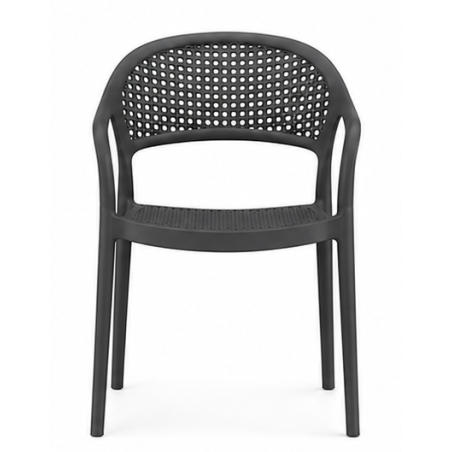 CASCAIS armchair, stackable, rattan-effect finish, dark grey polypropylene