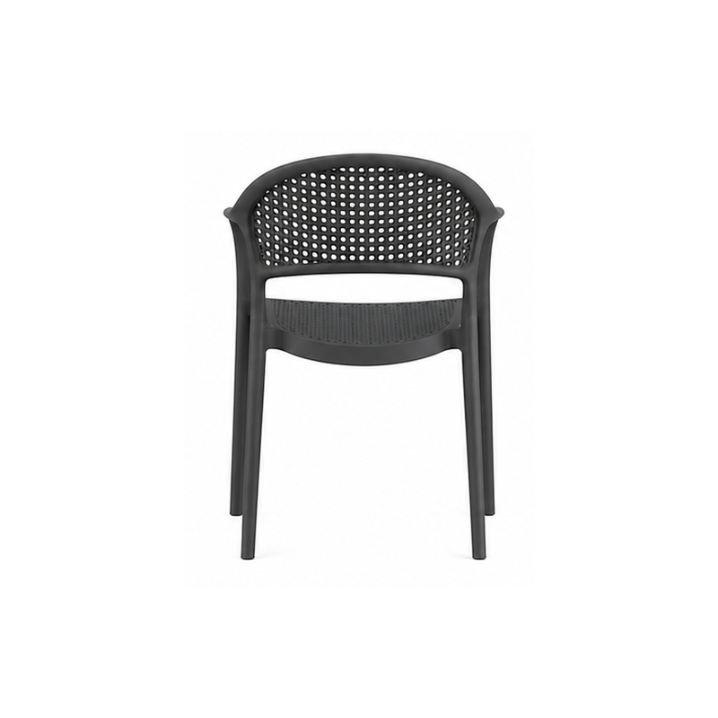 Sillón CASCAIS, apilable, imitación ratán, polipropileno gris oscuro
