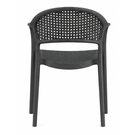 CASCAIS armchair, stackable, rattan-effect finish, dark grey polypropylene