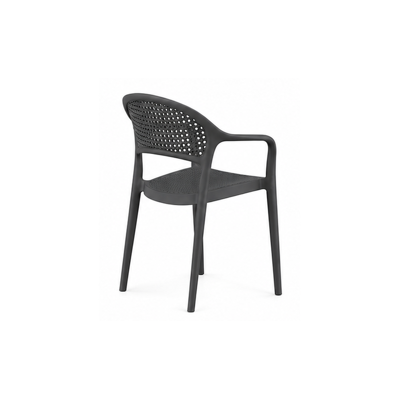 Sillón CASCAIS, apilable, imitación ratán, polipropileno gris oscuro