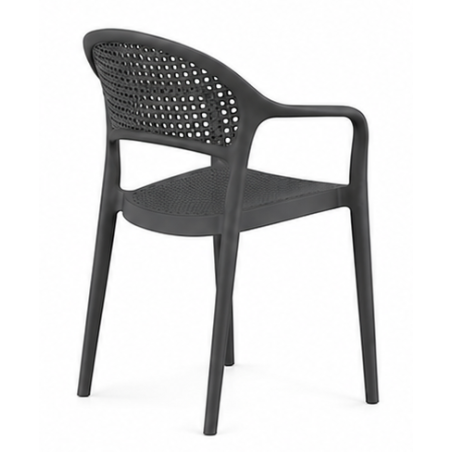 Sillón CASCAIS, apilable, imitación ratán, polipropileno gris oscuro
