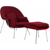 Sillón con ottoman WOW, fibra de vidrio, acero inoxidable, tejido cachemir rojo oscuro