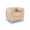 Sillón NEW LOBBY, acero inoxidable, similpiel beige