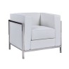 Sillón NEW LOBBY, acero inoxidable, similpiel blanca