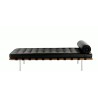 BARNA day bed, wood, stainless steel, black synthetic leather