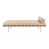 Cama de día BARNA, madera, acero inoxidable, similpiel beige