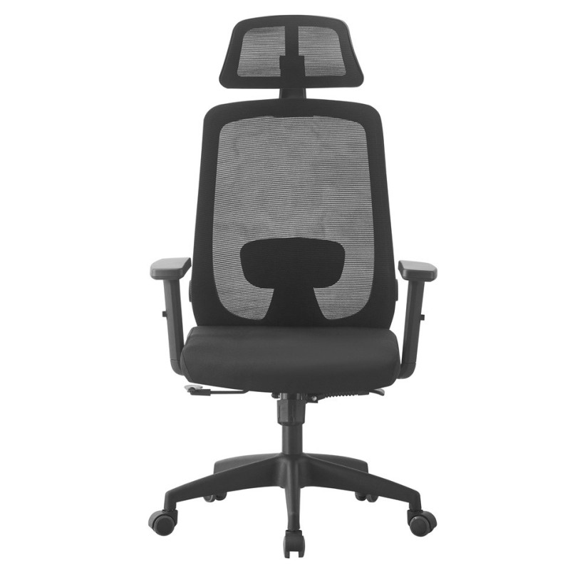 Sillón de oficina VERNY, alto, negro, malla y asiento negro