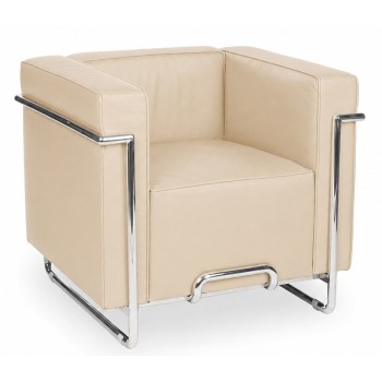 Sillón VENETTO, acero inoxidable, similpiel beige