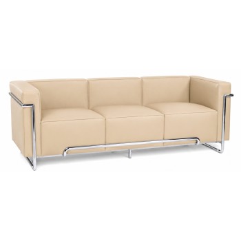 Sofá VENETTO, 3 lugares, pele sintética beige