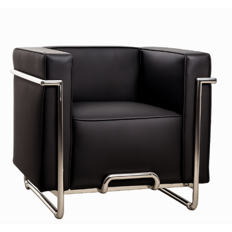 Sillón VENETTO, acero inoxidable, similpiel negra