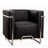 Sillón VENETTO, acero inoxidable, similpiel negra