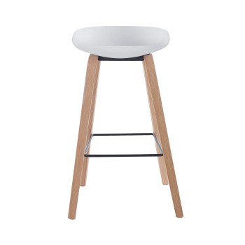 Taburete AWAK (EL), madera curvada, asiento polipropileno blanco 2