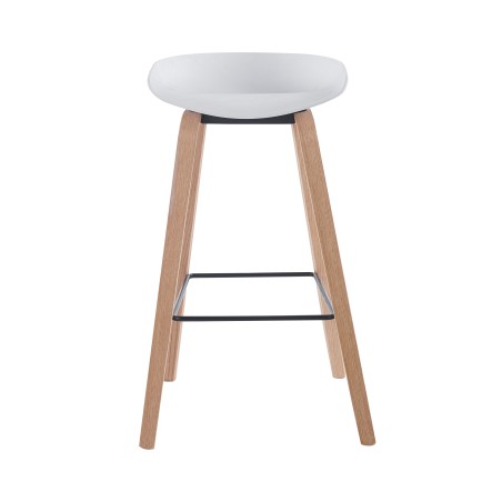 AWAK (EL) barstool, curved wood, seat in white polypropylene