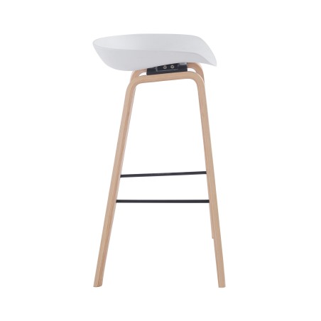 Taburete AWAK (EL), madera curvada, asiento polipropileno blanco
