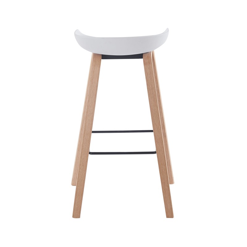 Taburete AWAK (EL), madera curvada, asiento polipropileno blanco