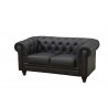 CHESTER sofa, 2 seater, black synthetic leather