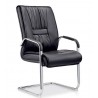 FLANDES fixed office chair, chromed, black synthetic leather