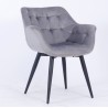 FABIO armchair, metal, upholstered in grey velvet 19