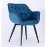 FABIO armchair, metal, upholstered in dark turquoise velvet 62